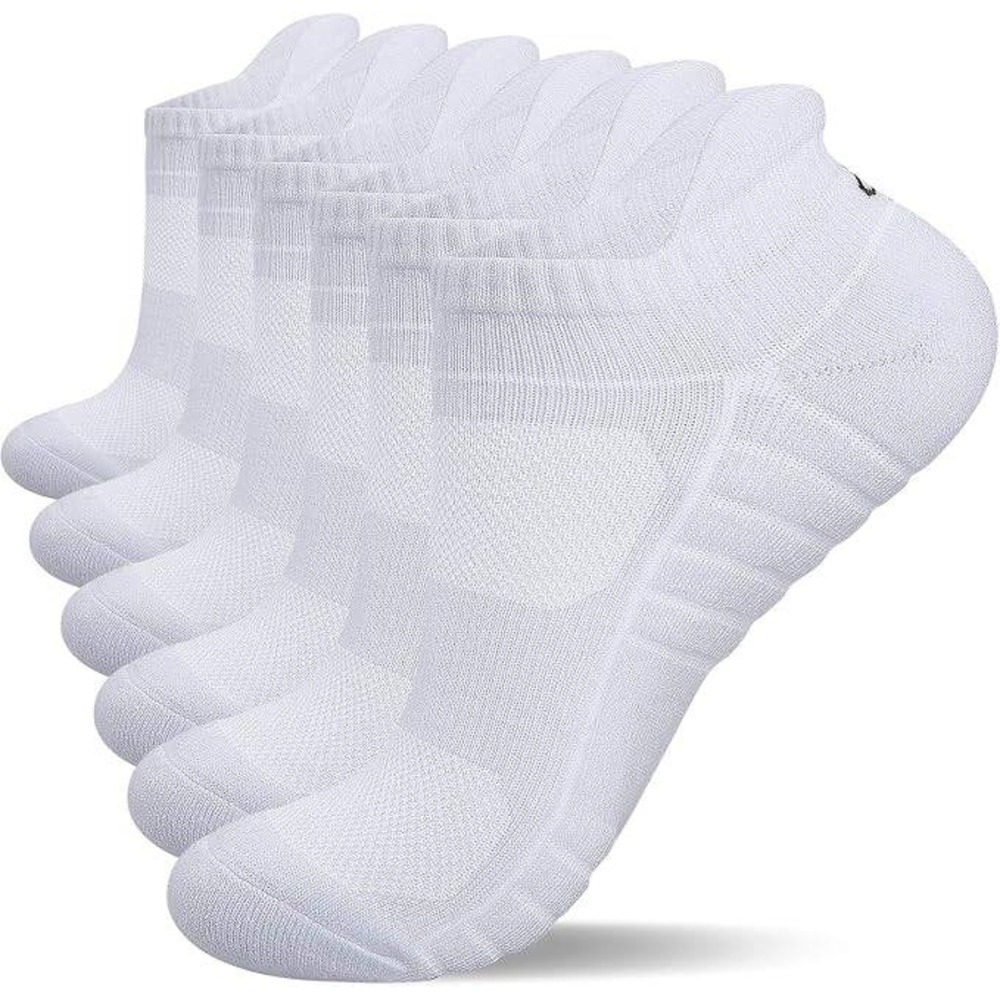 Socks 168 Athletic Ankle Socks Unisex L White New Compression Arch 6-Pack